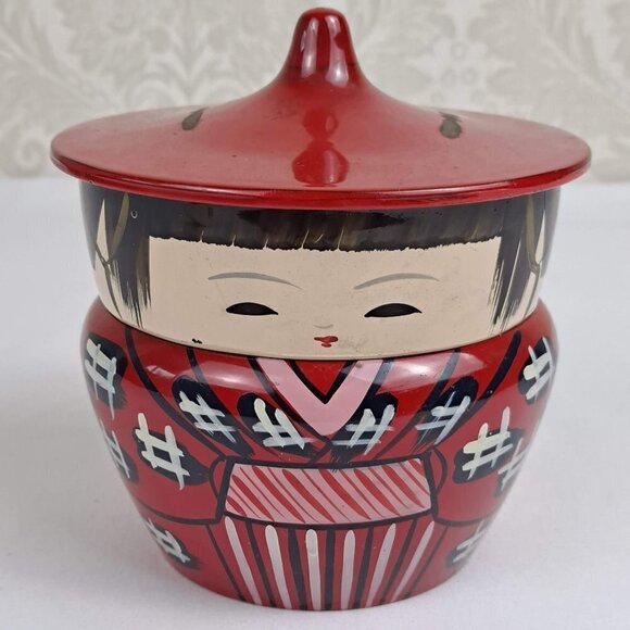 Vintage Kokeshi Lacquerware Bento Box - Picture 1 of 12